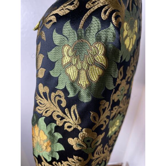 VTG Caroline Rose Women's Gold Floral Silk Abstract Artsy Lux Blazer Black M - Picture 9 of 14